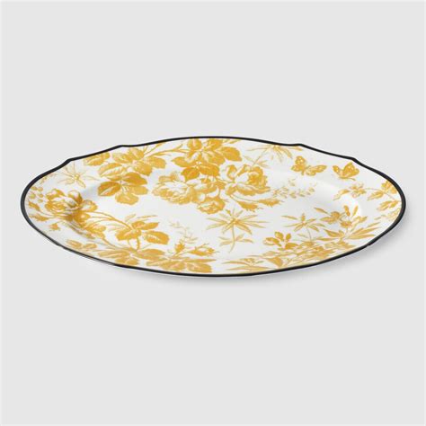 'Herbarium' oval tray, yellow by Gucci .